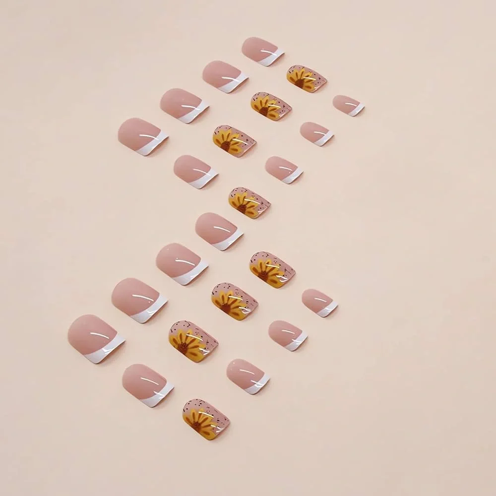 French Manicure Press On Nails